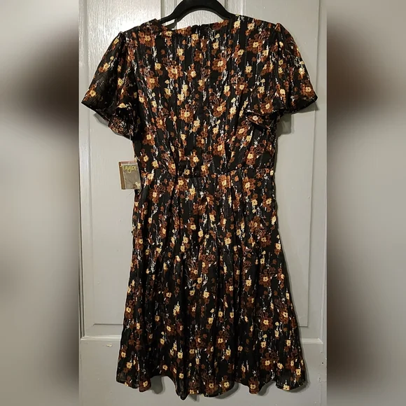 Taylor Black and Brown Floral Midi Dress, NWT, Size 2 - Picture 3 of 9